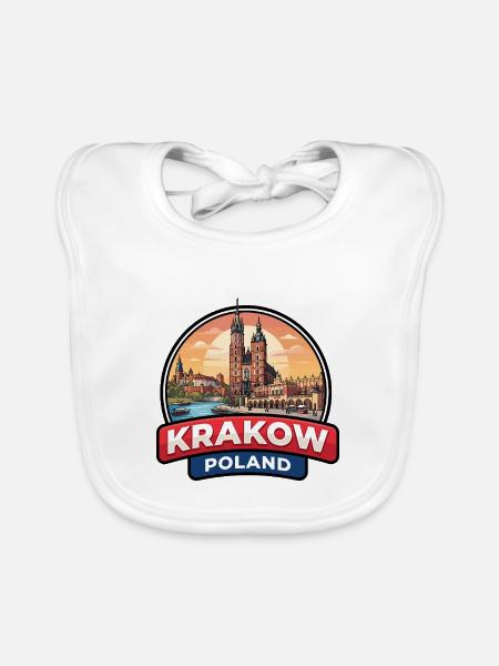 Krakau Polen Reiseabzeichen Wawel-Schlossgeschenk - Baby Bio-Lätzchen - Weiß - Vorne