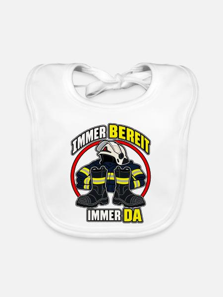 Feuerwehr – Immer bereit, immer da - Baby Bio-Lätzchen - Weiß - Vorne