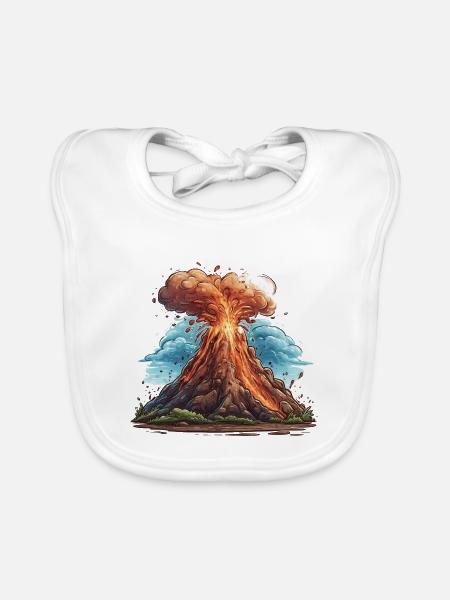 Vulkanausbruch Lava Explosion - Baby Bio-Lätzchen - Weiß - Vorne