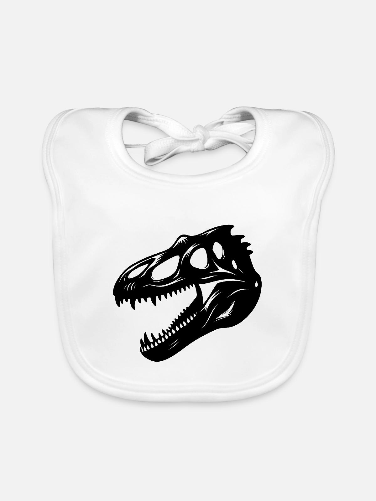 T. Rex-Dinosaurier-Schädelfossil - Baby Bio-Lätzchen - Weiß - Vorne