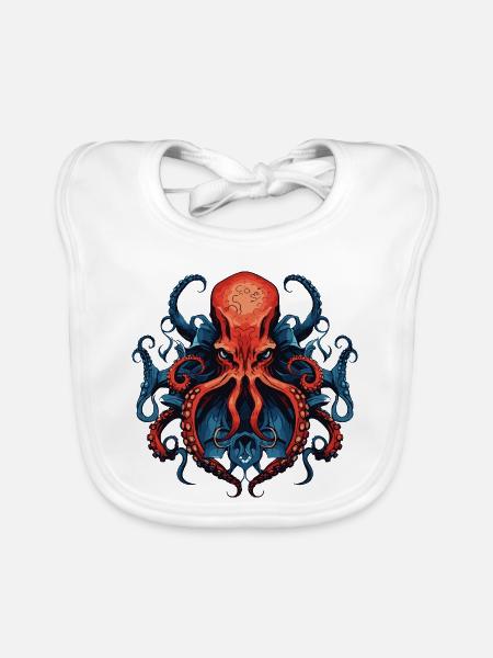 Oktopus Krake Bunt Illustration - Baby Bio-Lätzchen - Weiß - Vorne
