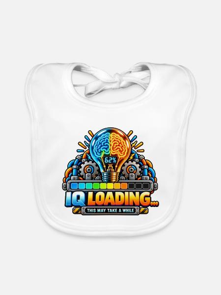 IQ Loading Gehirn Neon Design - Baby Bio-Lätzchen - Weiß - Vorne