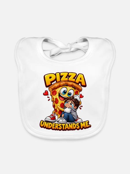 Lustige Pizza versteht mich - Baby Bio-Lätzchen - Weiß - Vorne