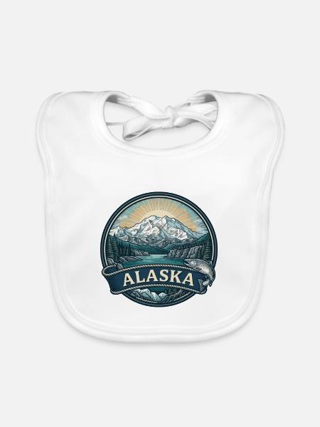 Alaska Denali Mountain Vintage-Reisegeschenk - Baby Bio-Lätzchen - Weiß - Vorne