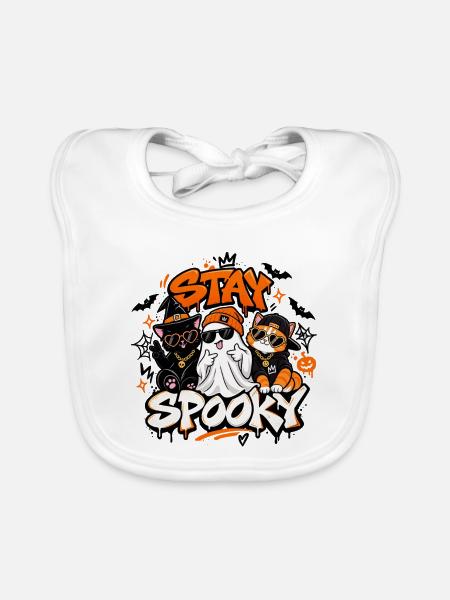 Stay Spooky Halloween Cats & Ghost Streetwear #cat - Baby Bio-Lätzchen - Weiß