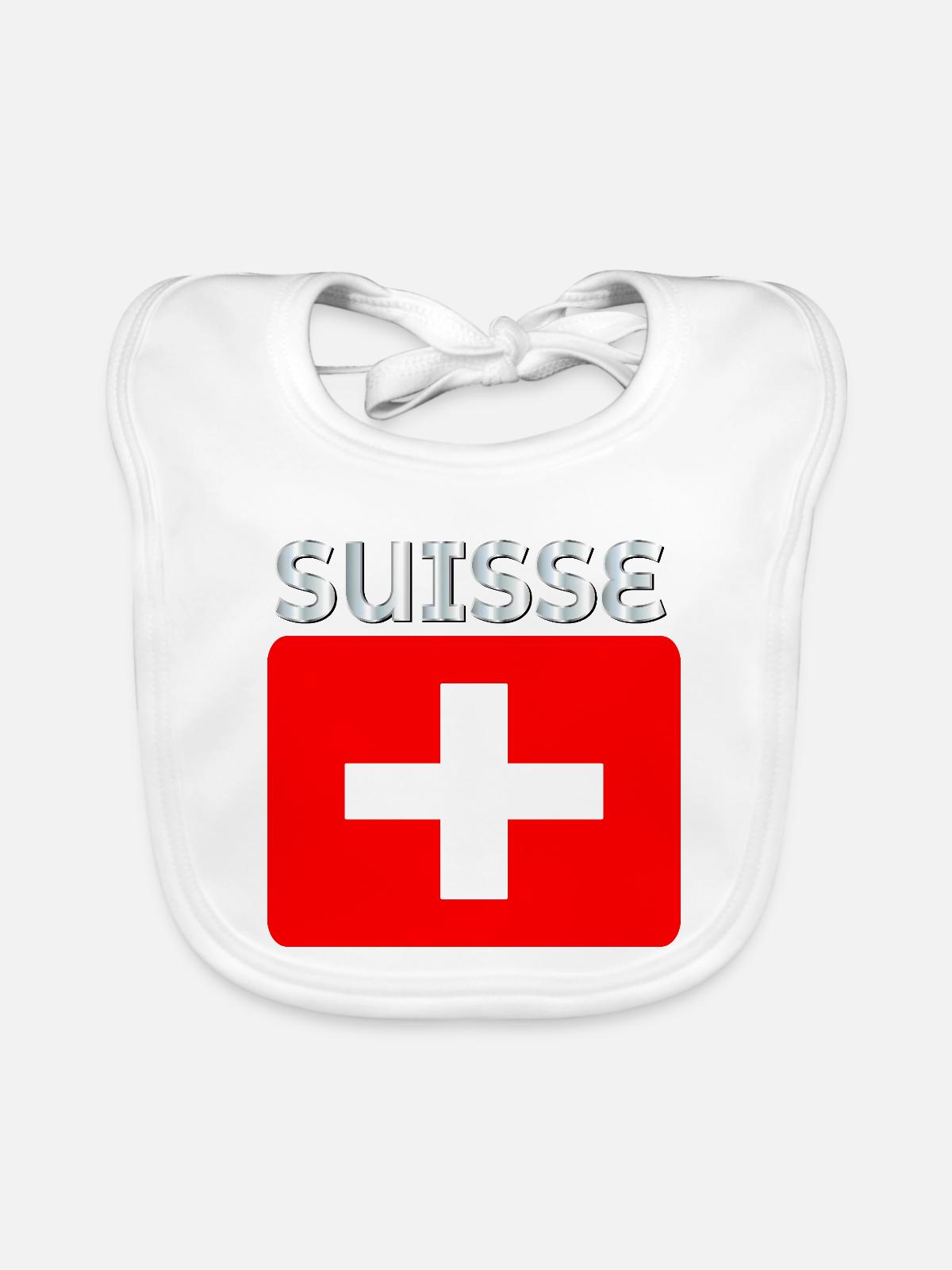 Schweiz - Baby Bio-Lätzchen - Weiß - Vorne