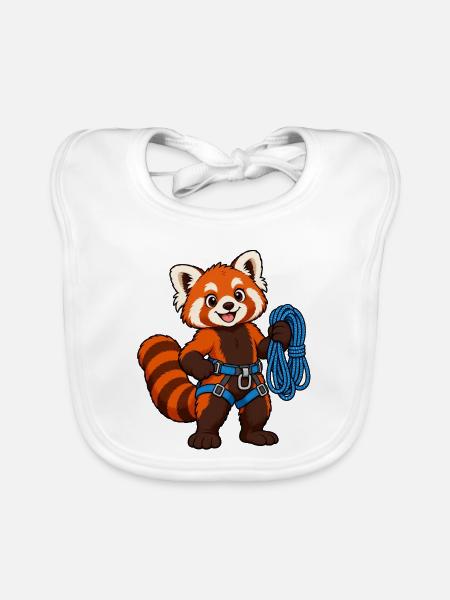 Klettern des Roten Pandas mit Seil - Baby Bio-Lätzchen - Weiß - Vorne