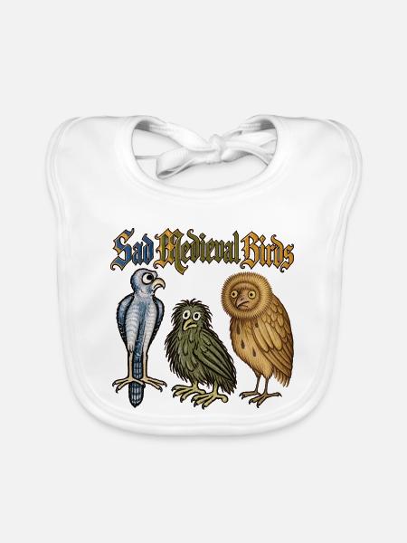 Traurige mittelalterliche Vögel - Baby Bio-Lätzchen - Weiß - Vorne