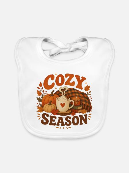 Herbst-Kokon-Saison - Baby Bio-Lätzchen - Weiß - Vorne