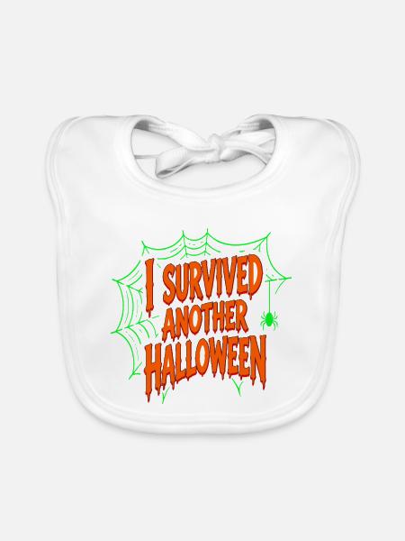 I Survived Another Halloween - Baby Bio-Lätzchen - Weiß - Vorne