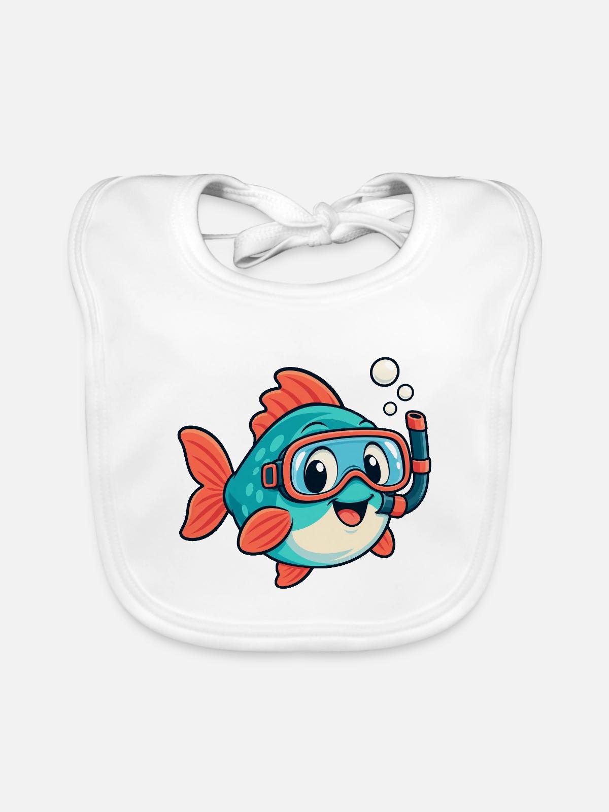 Fisch mit Schnorchel - Baby Bio-Lätzchen - Weiß - Vorne