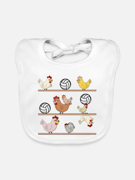 Hühnerstall Hühner Volleyball - Baby Bio-Lätzchen - Weiß - Vorne
