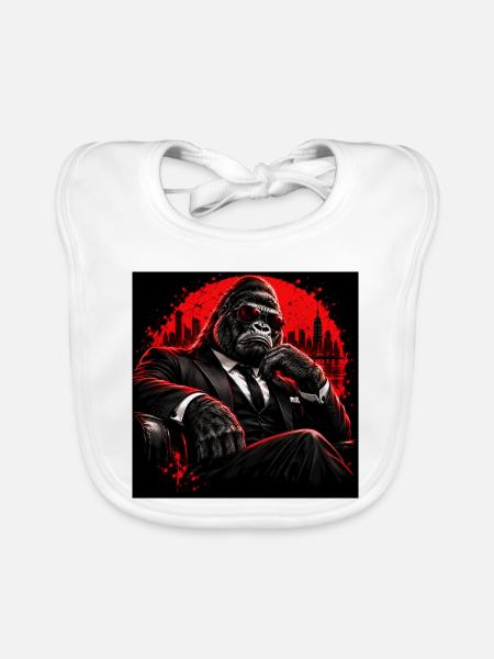 Red Black Business Gorilla - Baby Bio-Lätzchen - Weiß