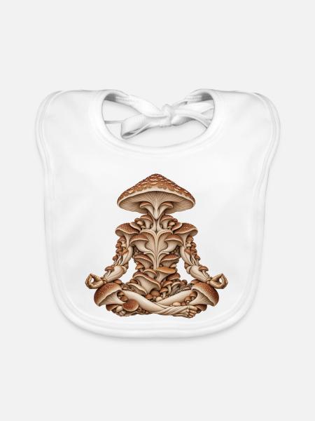 Pilz-Geist-Meditations-Tee - Baby Bio-Lätzchen - Weiß - Vorne
