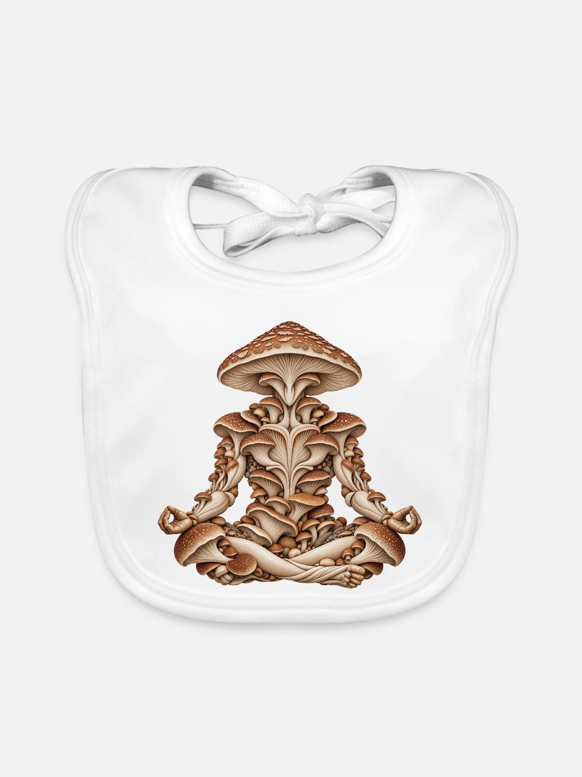 Pilz-Geist-Meditations-Tee - Baby Bio-Lätzchen - Weiß - Vorne