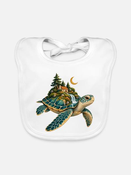 Insel auf der Arche: Magic Turtle - Baby Bio-Lätzchen - Weiß - Vorne