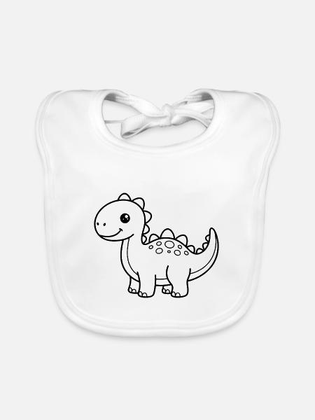 Dino Dinosaurier - Baby Bio-Lätzchen - Weiß - Vorne