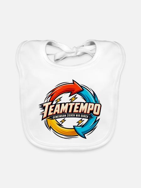 Teamtempo – Gemeinsam ziehen wir durch - Baby Bio-Lätzchen - Weiß - Vorne