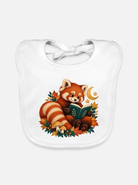 Red Panda Law at Night - Baby Bio-Lätzchen - Weiß