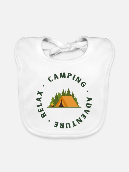 Camping Adventure Circle Logo - Baby Bio-Lätzchen - Weiß - Vorne