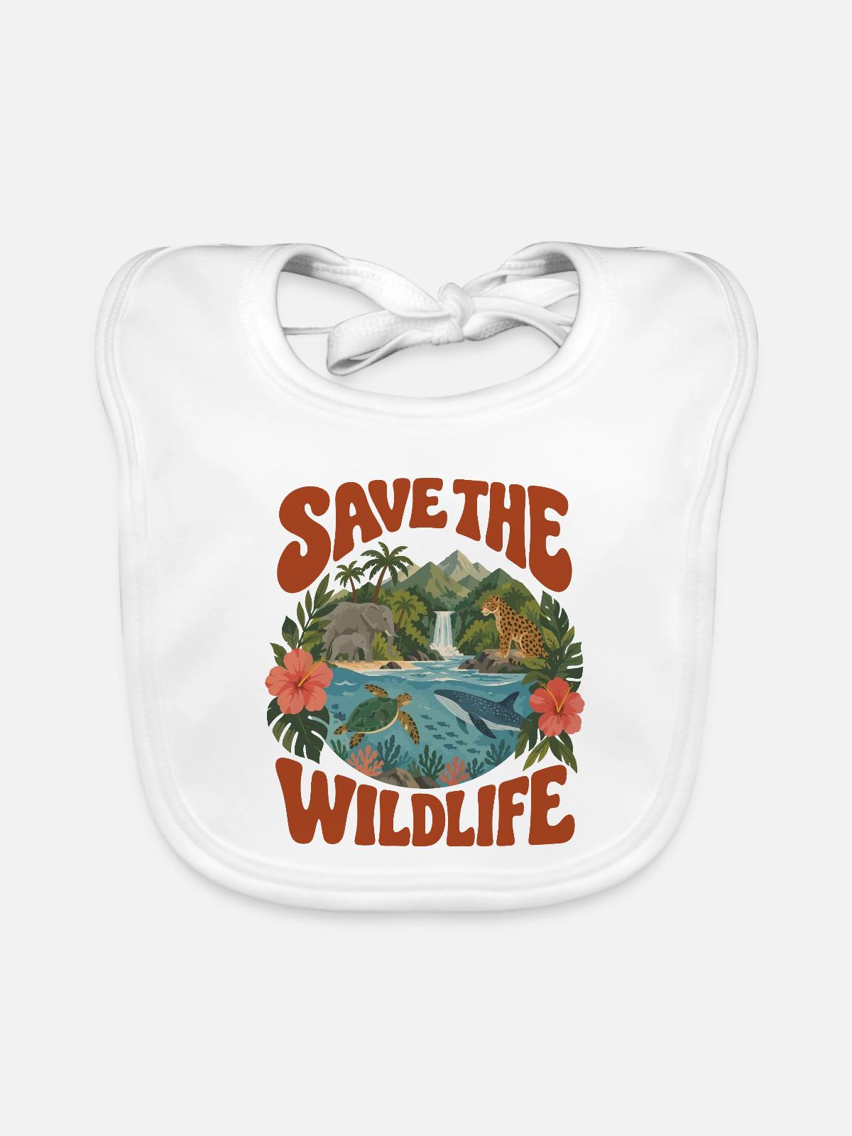 Save The Wildlife - Baby Bio-Lätzchen - Weiß - Vorne