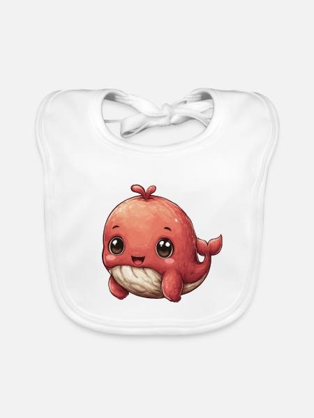 Kawaii Rosa Walbaby - Baby Bio-Lätzchen - Weiß