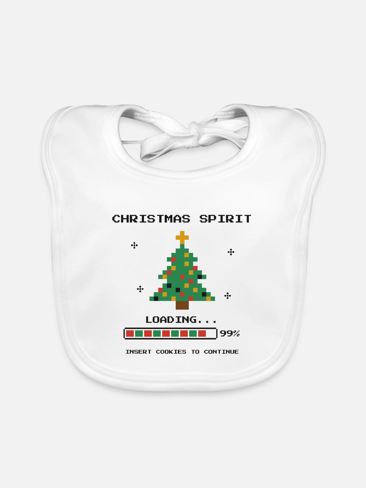 Pixel 8-Bit-Weihnachtsbaum - Baby Bio-Lätzchen - Weiß - Vorne