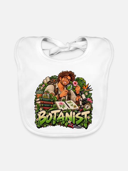 Pflanzenabenteurer-Botaniker - Baby Bio-Lätzchen - Weiß - Vorne