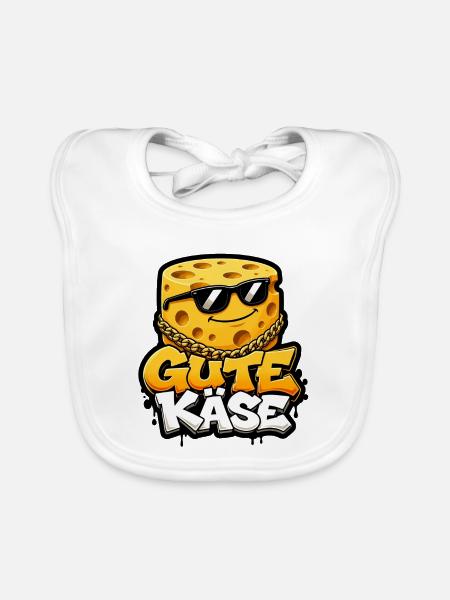 Gute Käse cooler Käse Laib mit Sonnenbrille Shirt - Baby Bio-Lätzchen - Weiß - Vorne