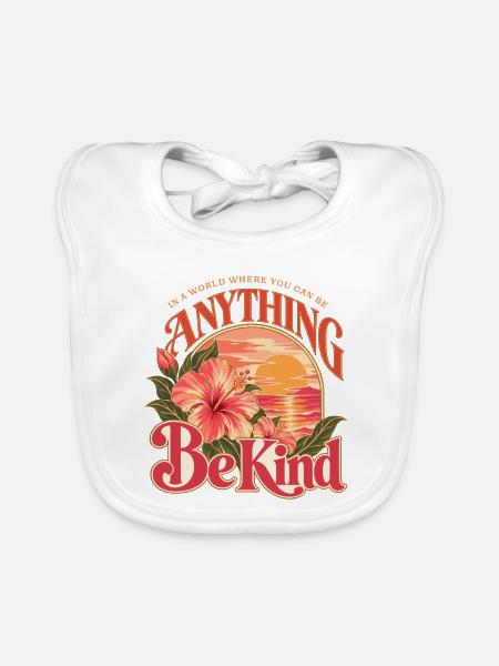 In A World Be Kind Tropical - Baby Bio-Lätzchen - Weiß - Vorne