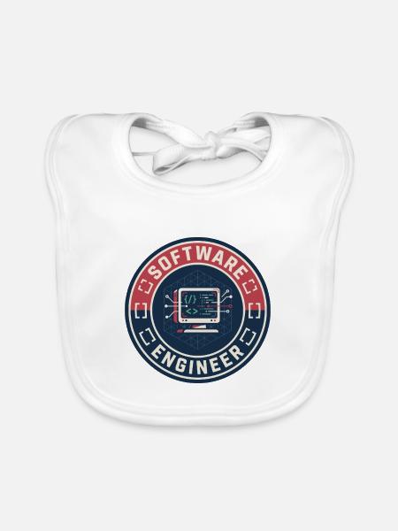 Vintage Software Engineer Code Terminal Patch Top - Baby Bio-Lätzchen - Weiß - Vorne