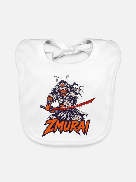 Zombie-Samurai mit blutigem Katana - Baby Bio-Lätzchen - Weiß - Vorne