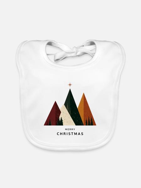 Geometric Christmas Mountains - Baby Bio-Lätzchen - Weiß