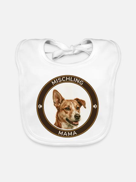 Mischlings-Mama Porträt - Baby Bio-Lätzchen - Weiß - Vorne