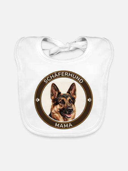 Schäferhund-Mama Porträt - Baby Bio-Lätzchen - Weiß
