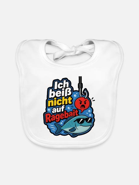 Ich beiß nicht auf Ragebait Angel Angler Shirt - Baby Bio-Lätzchen - Weiß - Vorne