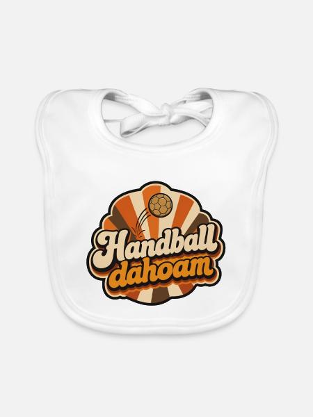 Handball dahoam Retro 70er Jahre Vektor Shirt - Baby Bio-Lätzchen - Weiß - Vorne