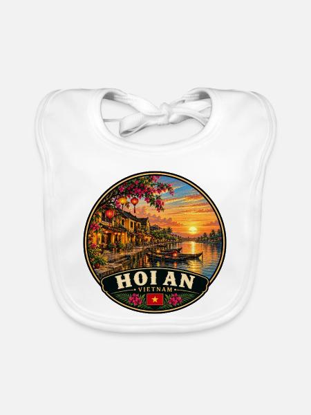 Himalaya Vietnam Küste Boote Sonnenuntergang - Baby Bio-Lätzchen - Weiß - Vorne