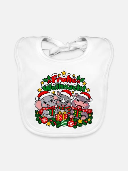 Weihnachts Wildtiere - Baby Bio-Lätzchen - Weiß - Vorne