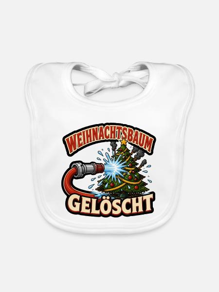 Weihnachtsbaum gelöscht Feuerwehr lustig Shirt - Baby Bio-Lätzchen - Weiß - Vorne