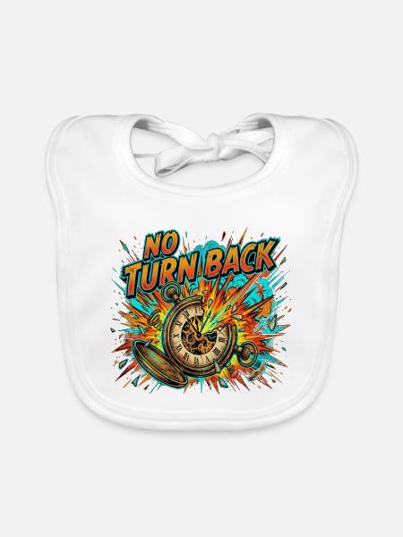 No Turn Back Explodierende Uhr - Baby Bio-Lätzchen - Weiß - Vorne