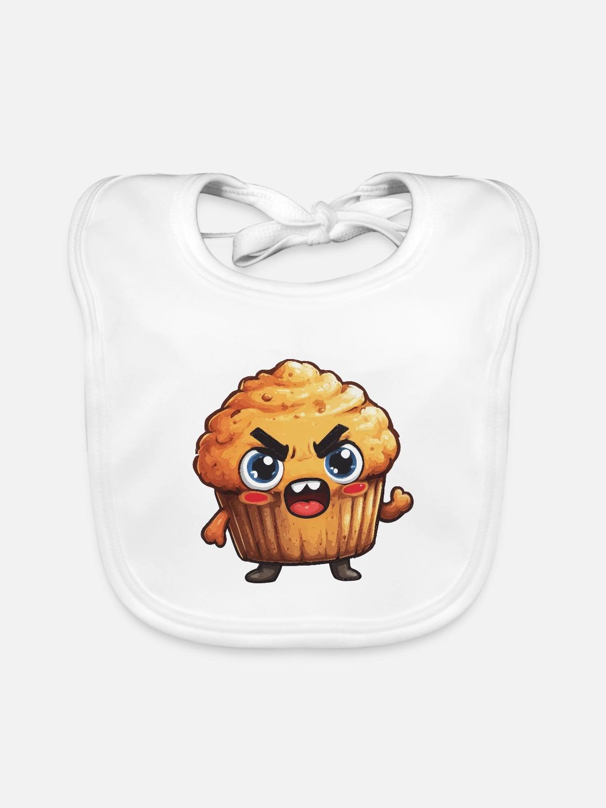 Wütender Muffin Held - Baby Bio-Lätzchen - Weiß - Vorne