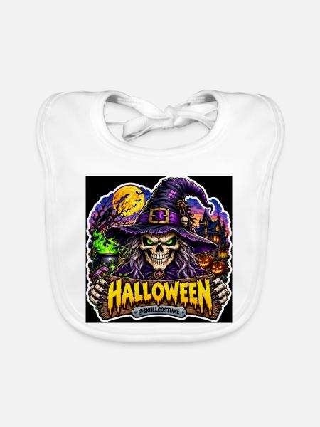 SkullCostume – Halloween-Ausgabe: Die Hexe - Baby Bio-Lätzchen - Weiß - Vorne