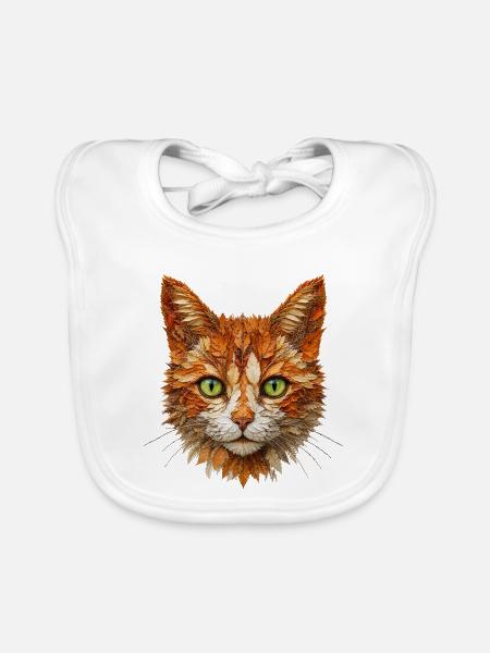 Katze aus Herbstlaub - Baby Bio-Lätzchen - Weiß