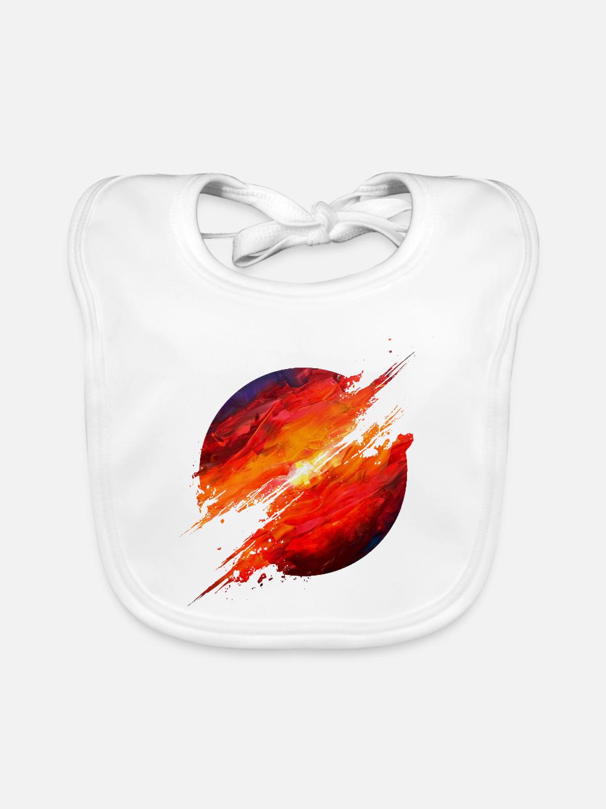 Crimson Ember Burst - Baby Bio-Lätzchen - Weiß - Vorne