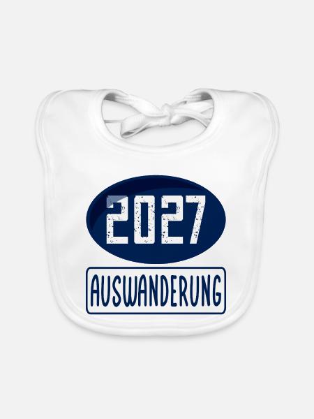 Auswanderung 2027 - Baby Bio-Lätzchen - Weiß - Vorne