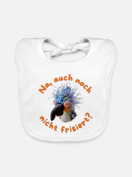 Krallo Kreisch™: Friseur-Humor zieht Kunden an - Baby Bio-Lätzchen - Weiß - Vorne