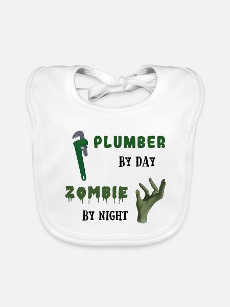 Plumber by day Zombie by night - Rohrzange - Baby Bio-Lätzchen - Weiß - Vorne