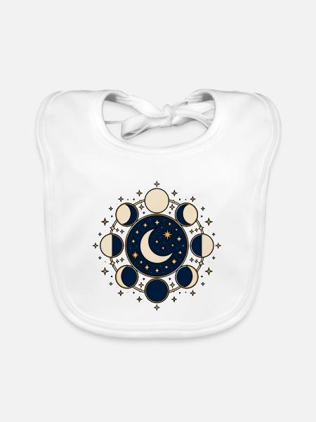 Mondphasen Kreis Sterne Astronomie Vektor Shirt - Baby Bio-Lätzchen - Weiß - Vorne