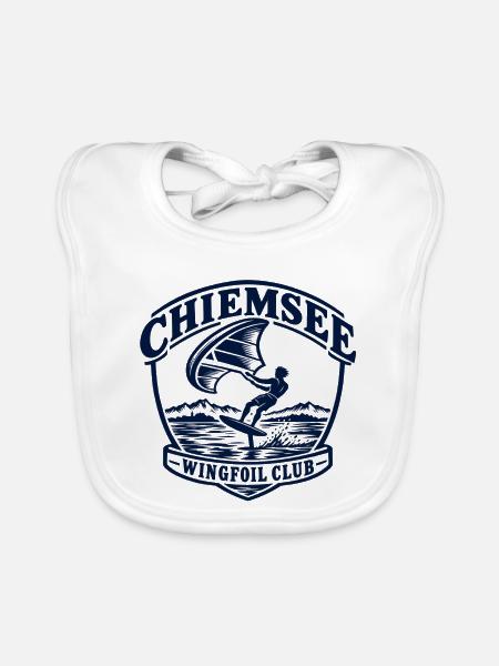 Wingfoil Club Logo Wasserabenteuer - Baby Bio-Lätzchen - Weiß - Vorne